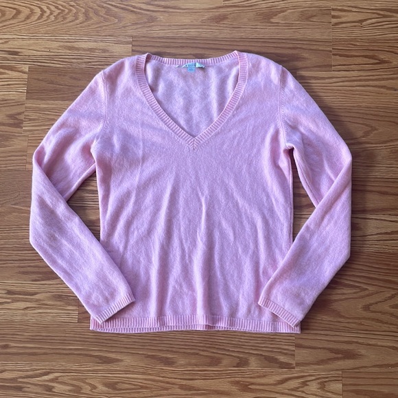 Caslon Light Pink V-Neck 100% Cashmere Long Sleeve Sweater Size Large - Picture 1 of 12